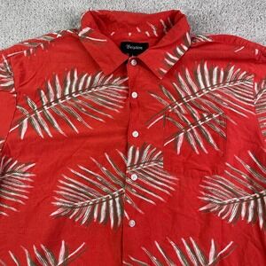 Brixton Shirt Mens Large Red Hawaiian Dad Camp Travel Rayon Button Up